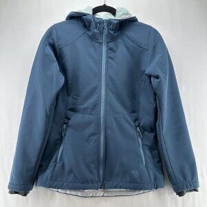 Mountain Hardwear Jacket Womens XS Softshell Sherpa Lined Hoodie Full Zip Blue